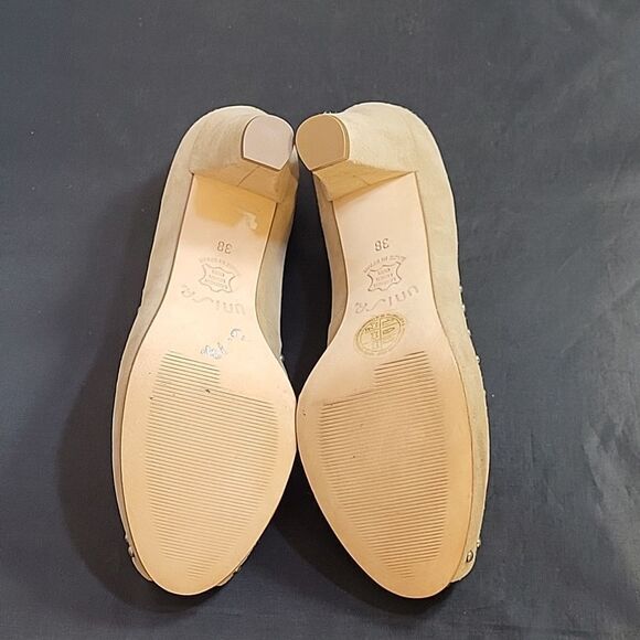 BRAND NEW UNISA PEEP TOE SUEDE WOMEN"S BLOCK STUDDED DETAILING PUMP - Picture 8 of 13